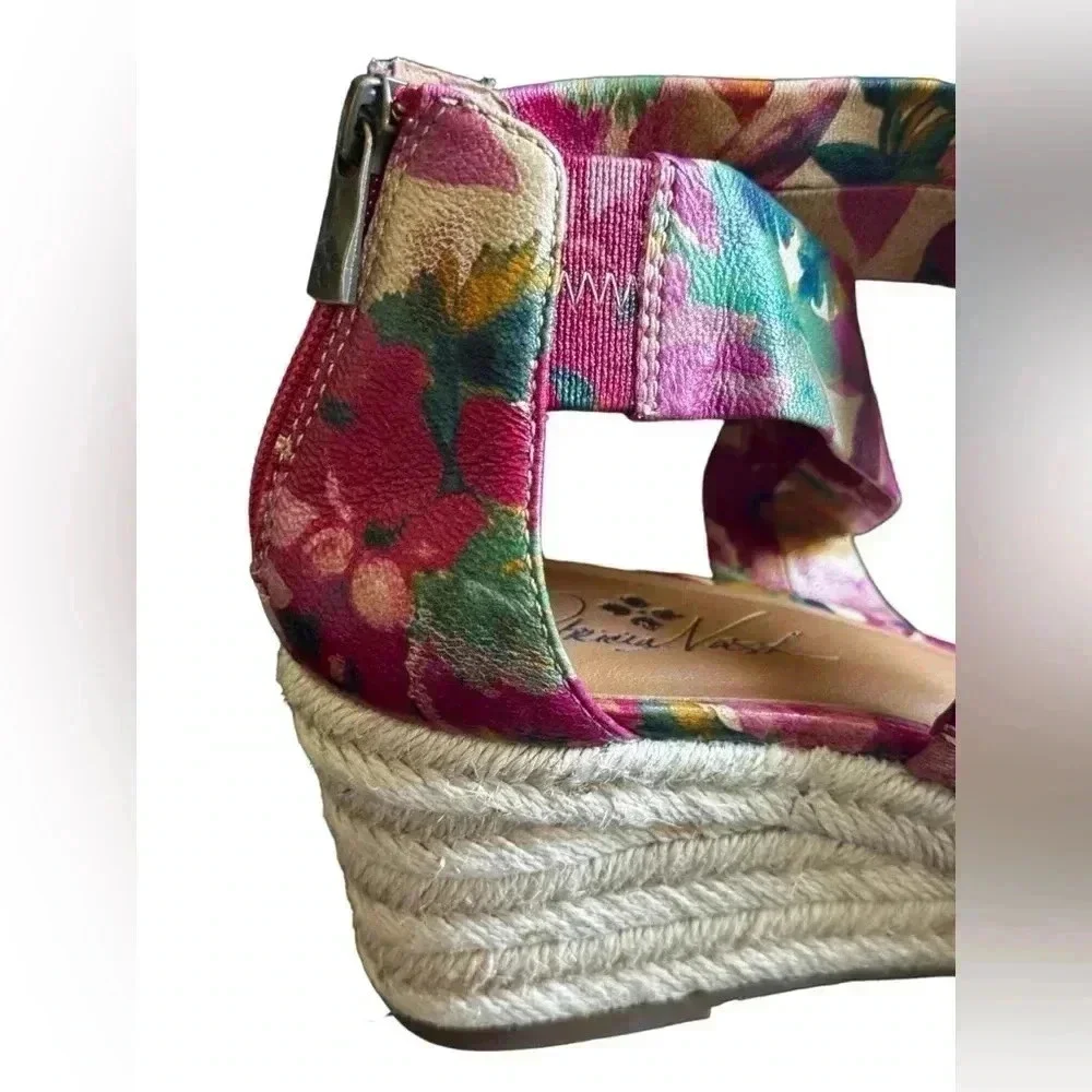 Patricia Nash leather floral “Rubia” espadrille wedge sandals in Spring Multi